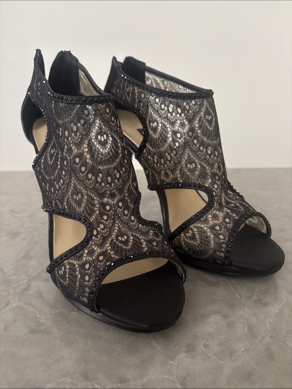 Caparros black lace front heels